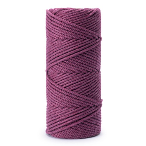 Fioletowy 550.   Sznurek bawełniany 3mm skręcany 3PLY. 100mb.