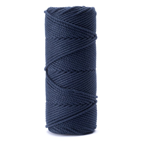 Granatowy 350. Sznurek bawełniany 3mm skręcany 3PLY. 100mb.