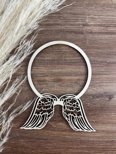 Obręcz ze skrzydełkami do aniołka. Obręcz 10 cm. Materiał sklejka drewniana