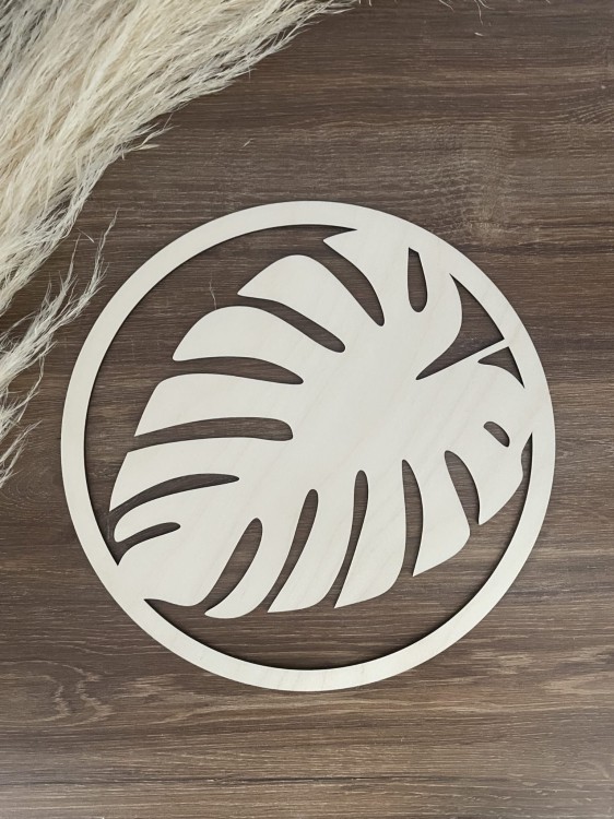 Obręcz - liść monstery. Materiał sklejka drewniana Średnica 27 cm