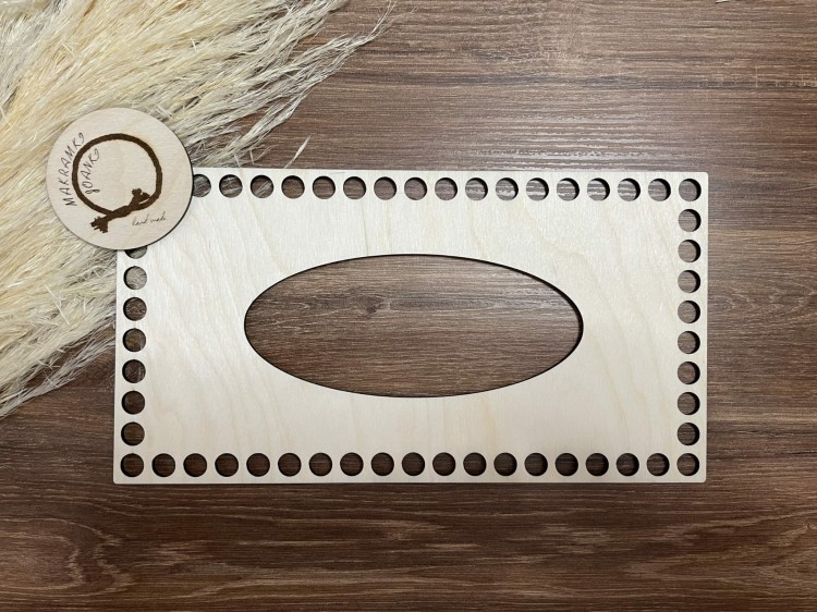 Chustecznik baza 25,5 x 13,5 cm. Prostokąt. Wieczko wzór 1. materiał sklejka drewniana Lakier polakierowanie