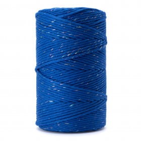 Chabrowy z multikolorową nicią 340. Sznurek bawełniany 3mm skręcany pojedyńczy.  100m.